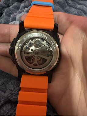 Orange Silicone Strap Mechanical invicta dive style Watch - Orange
